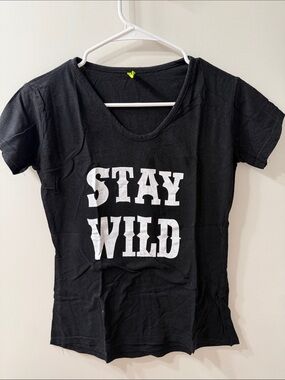 Brinks Black 'Stay Wild' Short Sleeve Tee with White Graphic
